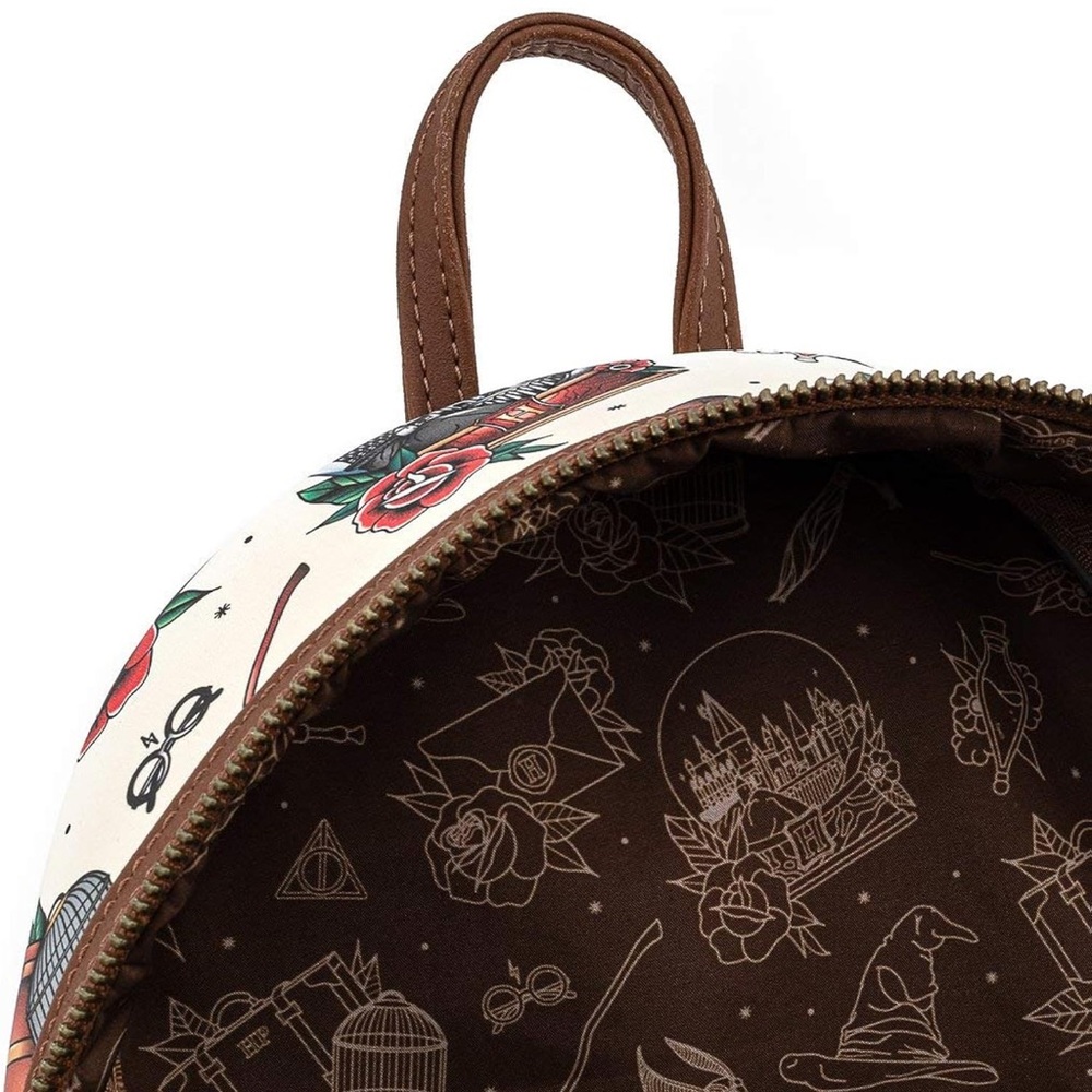 BRAND NEW!!! Loungefly Harry Potter Tattoo Art Cream Color Backpack - Picture 6 of 6